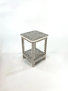 Mesa Auxiliar Decorativa Estilo Boho Chic con Incrustaciones de Hueso para Sala de Estar, Muebles para el Hogar con Combinación Única - Product Image 2