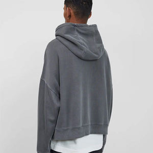 Sweat-shirt à capuche gris foncé délavé pour homme, uni, surdimensionné, en molleton, personnalisable, streetwear, sweat-shirt vierge, fournisseur en gros, marque privée - Product Image 6