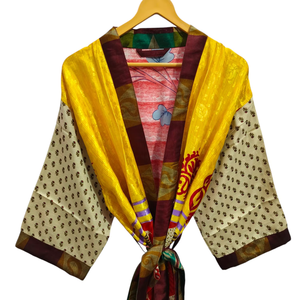 ชุดคลุมยาวสำหรับใส่เดินชายหาดของผู้หญิงชุดใส่กลางคืนเสื้อคลุมเย็บปะติดปะต่อกันชุดกิโมโนผ้าไหมส่าหรีสำหรับฤดูร้อน - Product Image 1