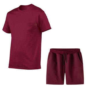 Gran oferta de camiseta y pantalones cortos de algodón 100% para hombre, estampado de tela de punto - Product Image 4