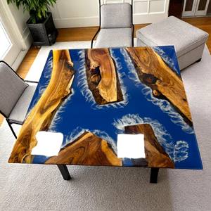 Mesa de Madera Cuadrada de Alta Calidad, Mesa de Resina Colorida para Sala de Estar, Decoración de Mesa de Centro - Product Image 3