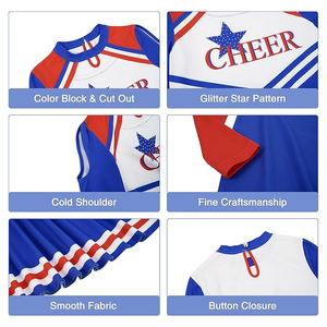 Costume de pom-pom girl Spandex pour filles Cheerleading enfants habiller Halloween mignon uniforme lycée Cheer Leader tenue - Product Image 4