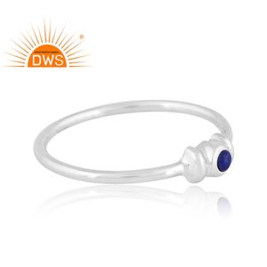 Anillo apilable de piedras preciosas de lapislázuli natural de plata de ley fina de la mejor calidad, fabricante de joyería personalizada - Product Image 3