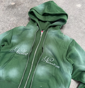 Haute qualité soleil délavé Double fermeture éclair à capuche 100% coton lourd Double couche fermeture éclair lavage acide sweats à capuche pour unisexe 2025/26 - Product Image 2