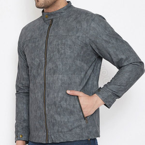 แจ็กเก็ตหนังสำหรับฤดูหนาวแบบบางของผู้ชายผ้าน้ำหนักเบามีคอตั้ง - Product Image 3