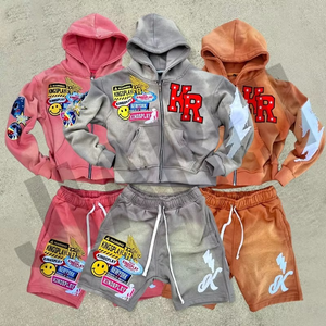 Custom Graphic Embroidered High Quality 100% Cotton <b>Fleece</b> Unisex Zipper-Up Vintage Wash Streetwear Oversized Autumn Sweatshirt - Product Image 2