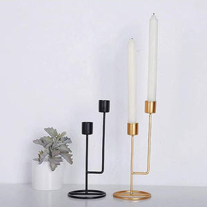 Soporte de vela de Base de hierro hecho a mano de lujo moderno de nuevo diseño con acabado negro para decoración de mesa de hogar y oficina - Product Image 2