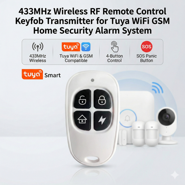 433MHz Wireless RF Remote Control Keyfob Transmitter for Tuya WiFi GSM Home Security Alarm System