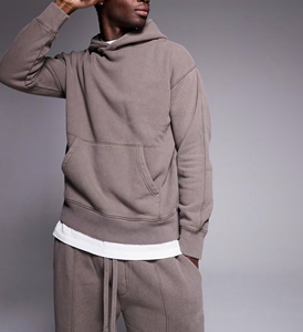 Top Trending Men's Oversized Solid Eco-Friendly Tracksuits Set Customize Screen Printing Pullover Hoodie Sweatpants Baggy Style - Product Image 4