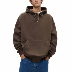 Sudadera con capucha acolchada de algodón de gran tamaño para hombre con bolsillo grande y logotipo personalizado bordado Jersey de invierno grueso de lana Lisa teñida - Product Image 5