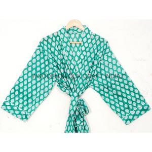 กิโมโนผ้าฝ้ายสุดหรูเหนือกาลเวลาสำหรับกิโมโนคอวีดีไซน์เรียบง่ายและพิมพ์ลายดอกไม้สำหรับสวมใส่สบายๆ - Product Image 3