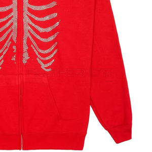 Sudadera con capucha de alta calidad con cremallera completa y pedrería de 8mm, diseño de calavera personalizado, logotipo personalizado, estilo para parejas, tela de color personalizable - Product Image 4