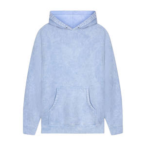 Sweat à capuche unisexe de haute qualité délavé à l'acide Patchwork personnalisé Design brodé en coton éponge français confort de la saison d'automne - Product Image 2