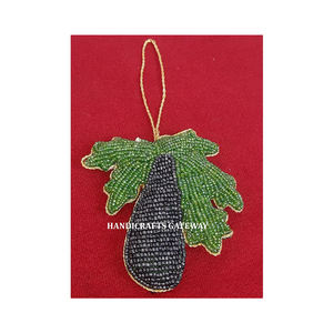 Forme d'arbre nouveau Golden Zari broderie arbre de noël suspendus ornement tissu matériel avec perlé travail utiliser décor de fête d'anniversaire - Product Image 1