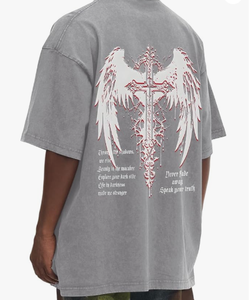 Vintage <b>Goth</b> Punk Shirts for Women Grunge Streetwear Oversized T-Shirts Gothic Cross Y2K Graphic Tees Acid Wash Summer 100% - Product Image 3