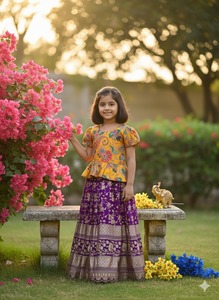 ผ้าไหม zari ที่สวยงามด้วยการเย็บปักถักร้อยสำหรับเด็ก lehenga choli ผู้ผลิตและผู้จำหน่ายจาก surat ในอัตราขายส่ง - Product Image 3