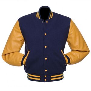 Chaqueta universitaria de invierno para hombre personalizada de piel de vaca de lana con bordado High Street Style CollegeBaseballjacket para hombre - Product Image 6