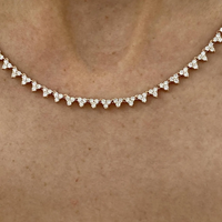 Collier élégant pour femme en or rose, or blanc, argent, certifié IGI, couleur DEF, avec trois diamants de laboratoire, plaqué rhodium