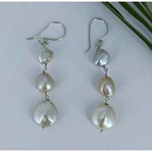 Freshwater Pearl 925 Sterling <b>Silver</b> Handmade <b>Dangle</b> <b>Earrings</b> for Women Boho Style 18K Gold Gift for Her - Product Image 6