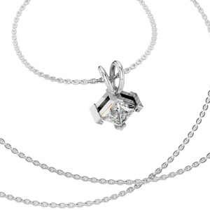 Collar con Colgante de Moissanita Corte Princesa en Oro Sólido de 14K para Mujer, con Cadena de Eslabones Chapada en Rodio, para Fiestas - Product Image 3