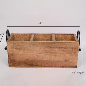 Soporte para cubiertos de madera de mango, organizador de Caddy, organizador de almacenamiento de utensilios de madera, encimera para cubiertos, tenedor, cuchara, espátula 3 - Product Image 6