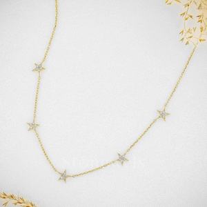 Collar de diamantes de estación de 5 estrellas Diseño delicado de Plata de Ley 925 DE LA India - Product Image 4