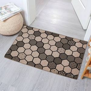 Tapis de sol moderne en lin mosaïque, antidérapant, lavable, 60x90 cm - Product Image 1