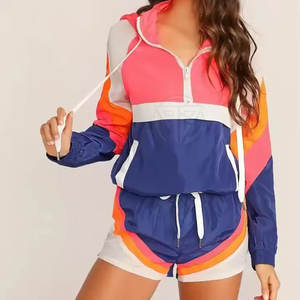 Ensemble short et veste coupe-vent décontractée pour femme, léger, hiver, uni, écologique, respirant, coupe-vent, nylon/polyester - Product Image 5