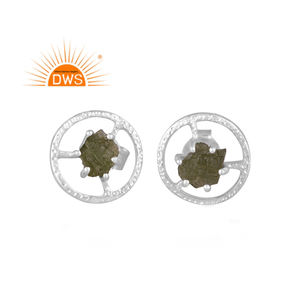 Pendiente de tuerca de piedras preciosas de moldavita Natural de plata de ley fina superventas, joyería personalizada para mujer, regalo para ella - Product Image 1