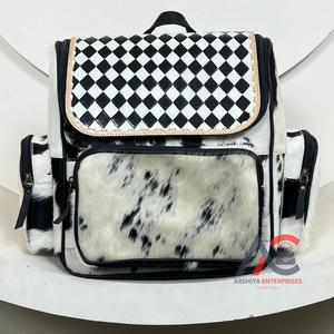 Célèbre marque Designer luxe usiné à la main en cuir à carreaux couche sac à dos peau de vache affaires voyage Sport sacs à dos pour hommes femmes - Product Image 1