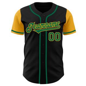 Camiseta de béisbol de dos tonos auténtica Kelly verde-dorada negra personalizada - Product Image 2