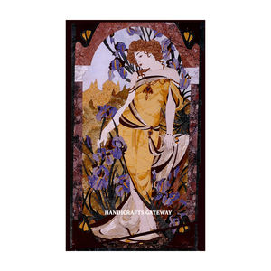 Conception de motif personnalisé le plus attrayant incrustation de marbre noir naturel avec un beau panneau mural de travail au design fait main pour la maison - Product Image 1