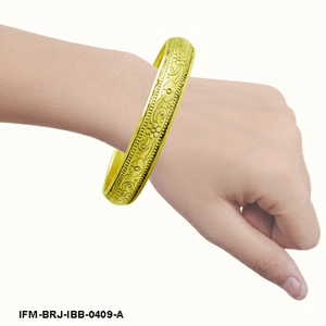 Brazalete de Latón Estilo Vintage con Diseño Floral Grabado a Mano, Brazalete Apilable en Tono Dorado para Mujer, Joyería Étnica Antigua, Regalo - Product Image 2
