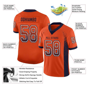 Custom <b>Orange</b> Navy Football Jersey Personalized Team Name Any Name Number American Football Uniform Breathable Sportswear <b>Men</b> - Product Image 4