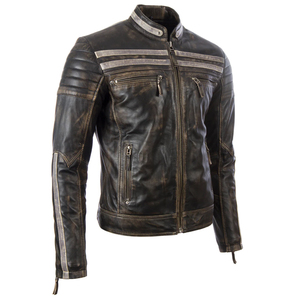 Hombres Biker Vintage Motocicleta Chaquetas Racer Moto Chaquetas de cuero Real Genuino Racing Moto Chaquetas de cuero en bajo MOQ - Product Image 4