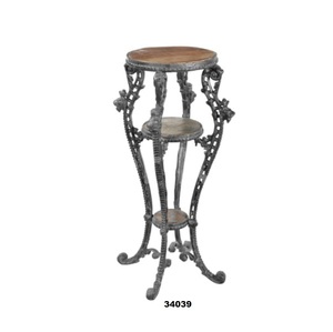 Offre spéciale Table en bois massif marron et en métal Table d'appoint ronde décorative pour la maison salon chambre à coucher et décor de bureau - Product Image 4