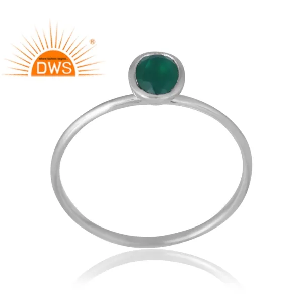 New Arrivals 925 Sterling Silver Palladium Plated Verde Natural Onyx Gemstone Anel Jóias Personalizadas Para As Mulheres Presente Para Ela