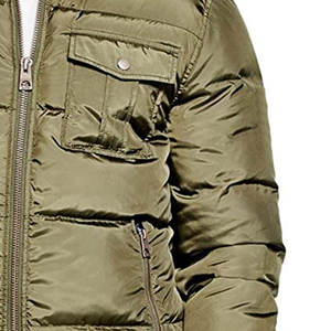 Chaqueta acolchada de nuevo diseño de alta calidad para hombre, bolsillos dobles, cuello vuelto de piel, cierre de cremallera, chaquetas acolchadas para hombre - Product Image 5