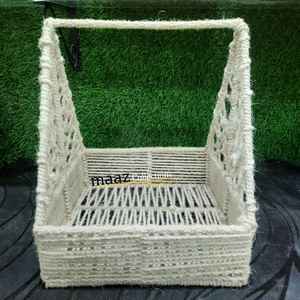 Cesto de regalo de cuerda de hierro de mimbre al por mayor de alta calidad tamaño XL colgante Almacenamiento de cocina funcional fabricado en casa India - Product Image 4