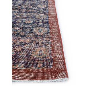 Vintage Hand Knotted Wool Rug Deep Navy/Orange Mandarin Floral Pattern Soft 4x6'6 ft for Home Living Room Hallway Entryway - Product Image 4