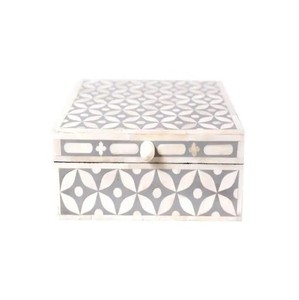 Boîte en bois décorative noire faite à la main en os de luxe pour la décoration de la maison et de la table Emballage de boîtes à bijoux indiennes - Product Image 6