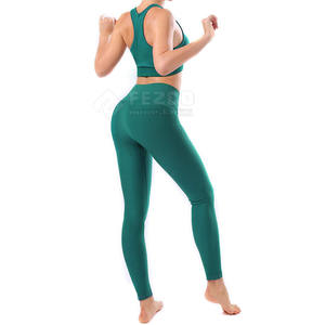 2025, conjunto de Yoga para entrenamiento de gimnasio para mujer, ropa de Fitness de dos piezas de secado rápido, patrón sólido con logotipo frontal para venta en línea - Product Image 2