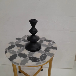 Bougeoir de qualité supérieure, moderne, en fer, fait à la main, écologique, doré et noir, rond, gravé, imprimé, pour Noël, mariage, fête, événements - Product Image 1