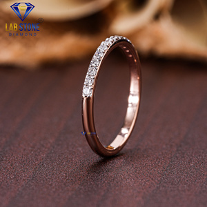 0,18 TDW banda de diamantes redondos 18K anillo de compromiso de oro rosa Cvd/Hpht Joyería de diamantes - Product Image 4