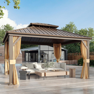 Pérgola Impermeable de Fácil Montaje, Personalizable, con Techo Doble, Estructura de Aluminio, <span class=keywords><strong>Gazebo</strong></span> Exterior con Techo Rígido y <span class=keywords><strong>Cortinas</strong></span> de Malla, Gran Venta - Product Image 5