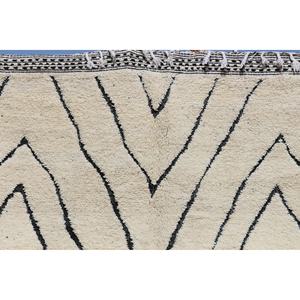 Fait à la main laine/soie marocain Beni Ourain Kilim tapis lavable moderne rayé motif abstrait adolescent-amical salon chambre - Product Image 5