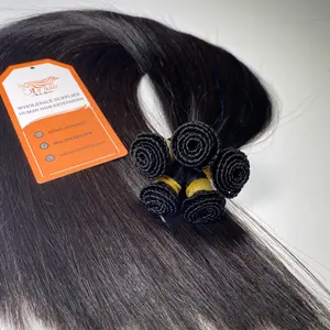 Estensioni dei capelli di trama legate a mano di vendita calda fasci di capelli lisci all'ingrosso capelli umani vergini grezzi