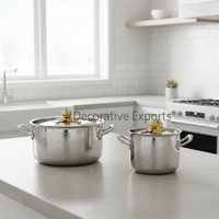 Ensemble de casseroles et poêles en acier inoxydable martelé de qualité professionnelle avec couvercles décoratifs dorés en forme de citrouille, casseroles de cuisine sûres pour les aliments