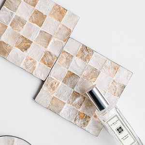 ที่รองแก้วเครื่องดื่มไข่มุกแม่ทำด้วยมือพร้อมที่วางทำจากไม้หรูหราเหมาะสำหรับเป็นของขวัญรับประทานอาหารและของตกแต่งบ้านราคาไม่แพง - Product Image 3