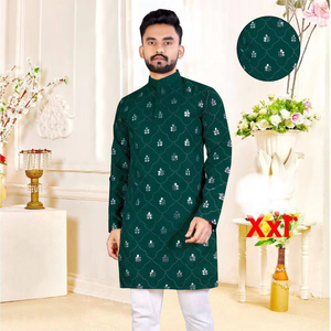 Nuevo 2025 hombres elegante algodón suave Kurta blanco bordado hilo trabajo dibujado a mano fiestas última boda tradicional Kurta - Product Image 1